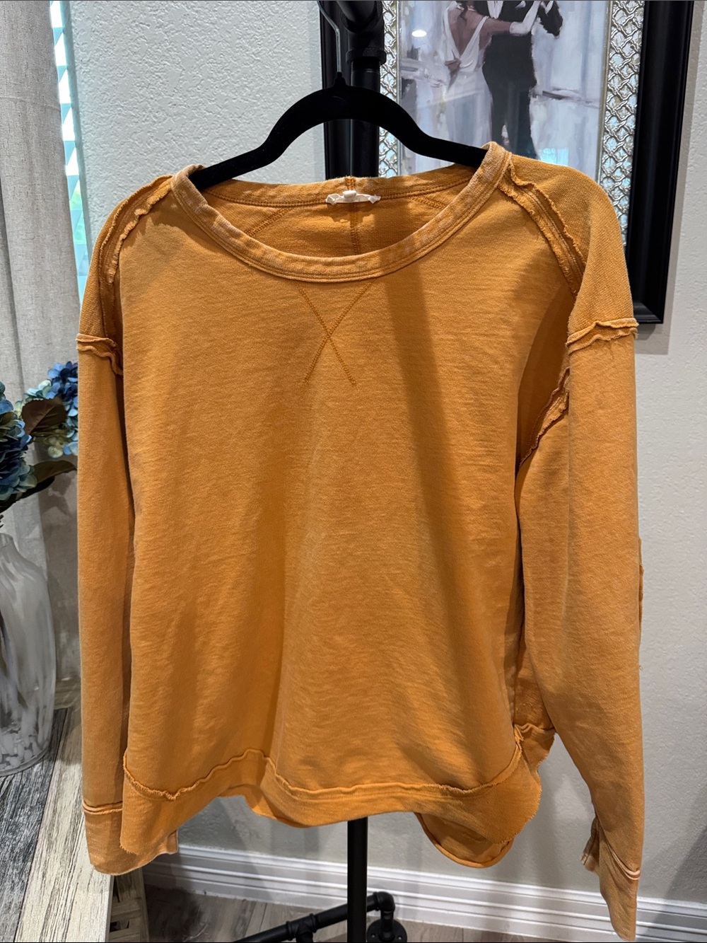 easel acid Washed Ochre Crewneck Sweatshirt
